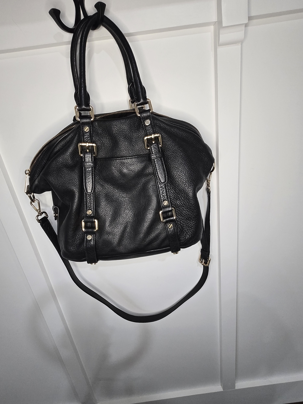 Michael Kors Black Leather Satchel with Gold Hardware - Picture 5 of 11